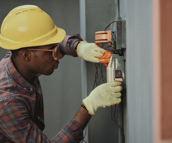 Contractor carefully working on a home project